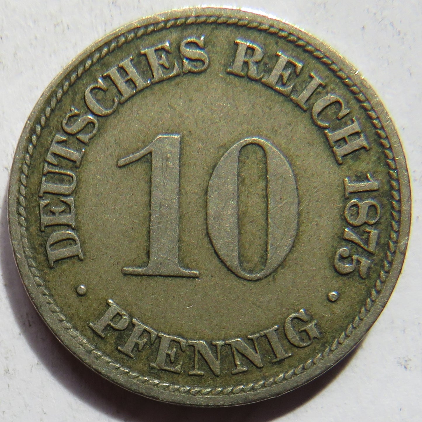 1875-D Germany 10 Pfennig Coin