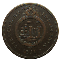 Load image into Gallery viewer, 1811 Bristol &amp; South Wales One Penny Token Virtute Et Industria
