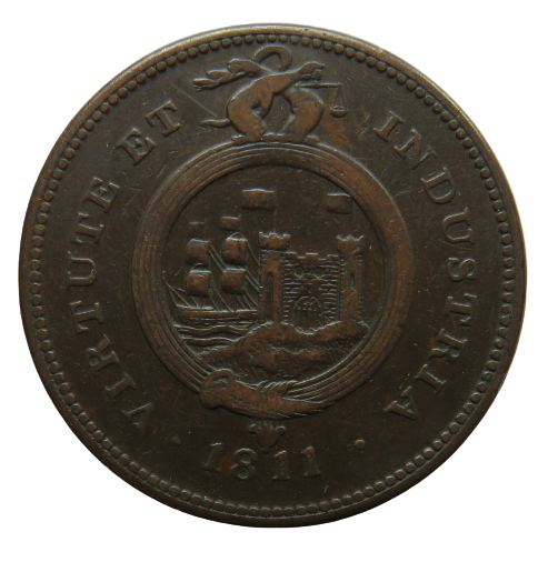 1811 Bristol & South Wales One Penny Token Virtute Et Industria