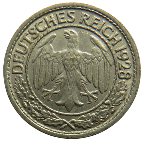1928-F Germany - Weimar Republic 50 Reichspfennig Coin