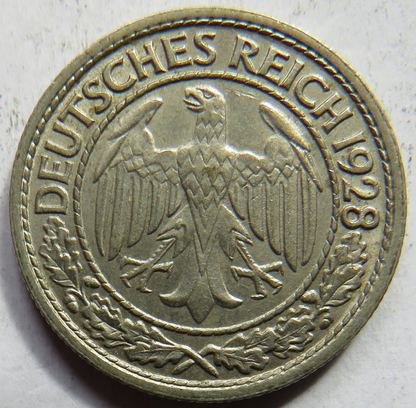 1928-F Germany - Weimar Republic 50 Reichspfennig Coin