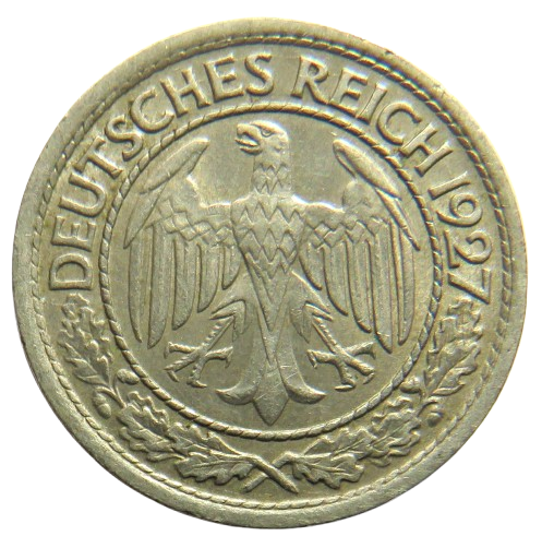 1927-A Germany - Weimar Republic 50 Reichspfennig Coin