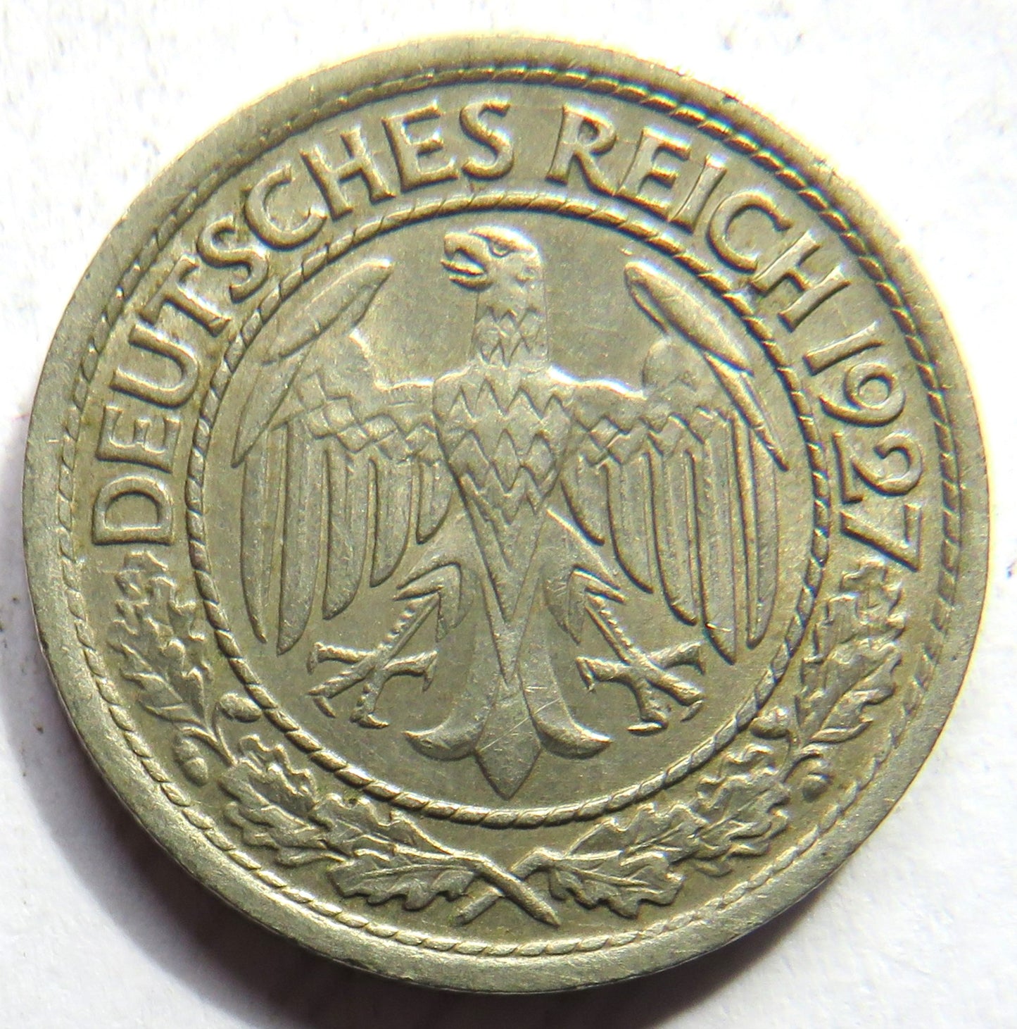 1927-A Germany - Weimar Republic 50 Reichspfennig Coin