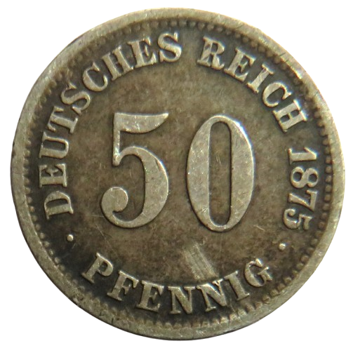 1875-D Germany Silver 50 Pfennig Coin
