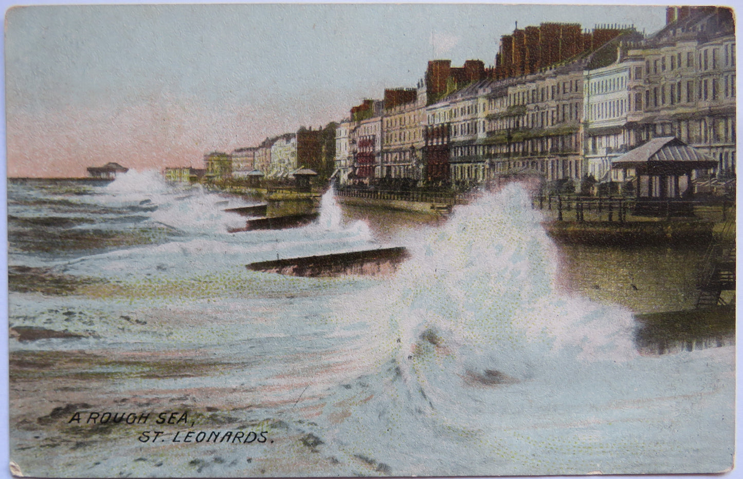 Vintage Postcard of A Rough Sea, St. Leonards