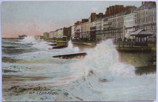 Vintage Postcard of A Rough Sea, St. Leonards