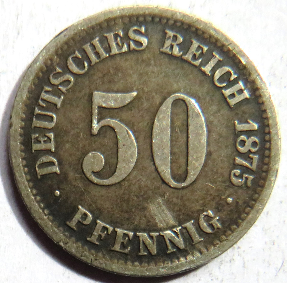 1875-D Germany Silver 50 Pfennig Coin