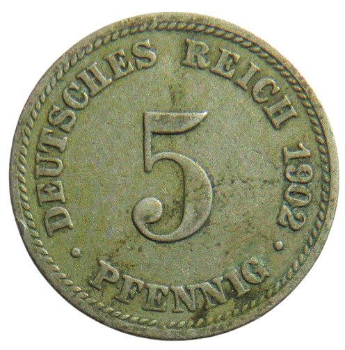 1902-D Germany 5 Pfennig Coin