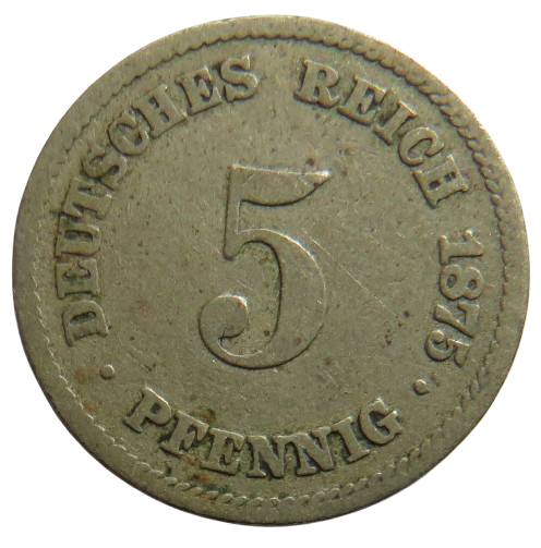 1875-A Germany 5 Pfennig Coin