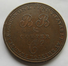 Load image into Gallery viewer, 1811 Bristol, Swansea &amp; London One Penny Token Virtute Et Industrial
