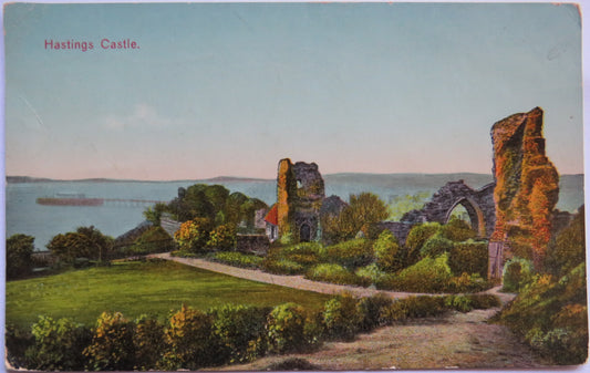 Vintage Postcard of Hastings Castle, 1927