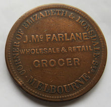 Load image into Gallery viewer, J.McFarlane Wholesale &amp; Retail Grocer Melbourne One Penny Token
