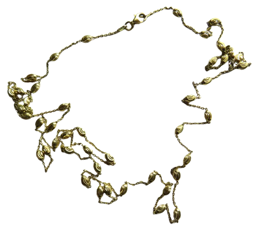 Stylish Ladies Long Gold Plated Sterling Silver Necklace