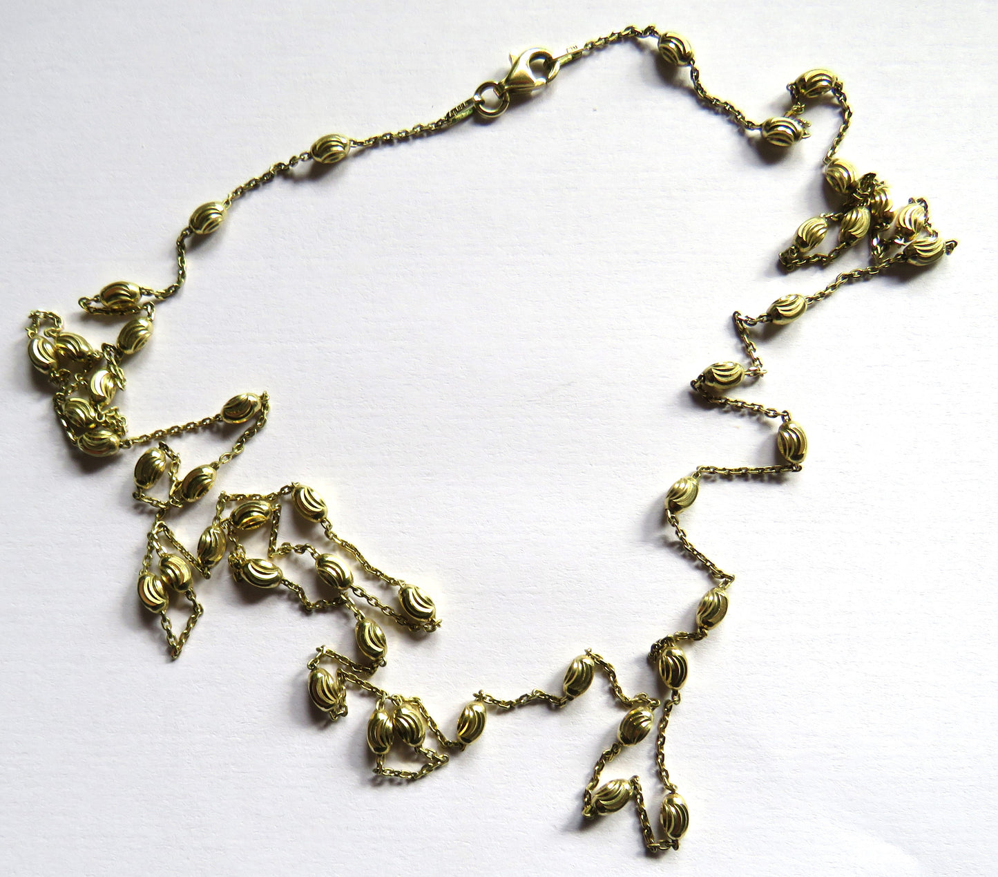 Stylish Ladies Long Gold Plated Sterling Silver Necklace