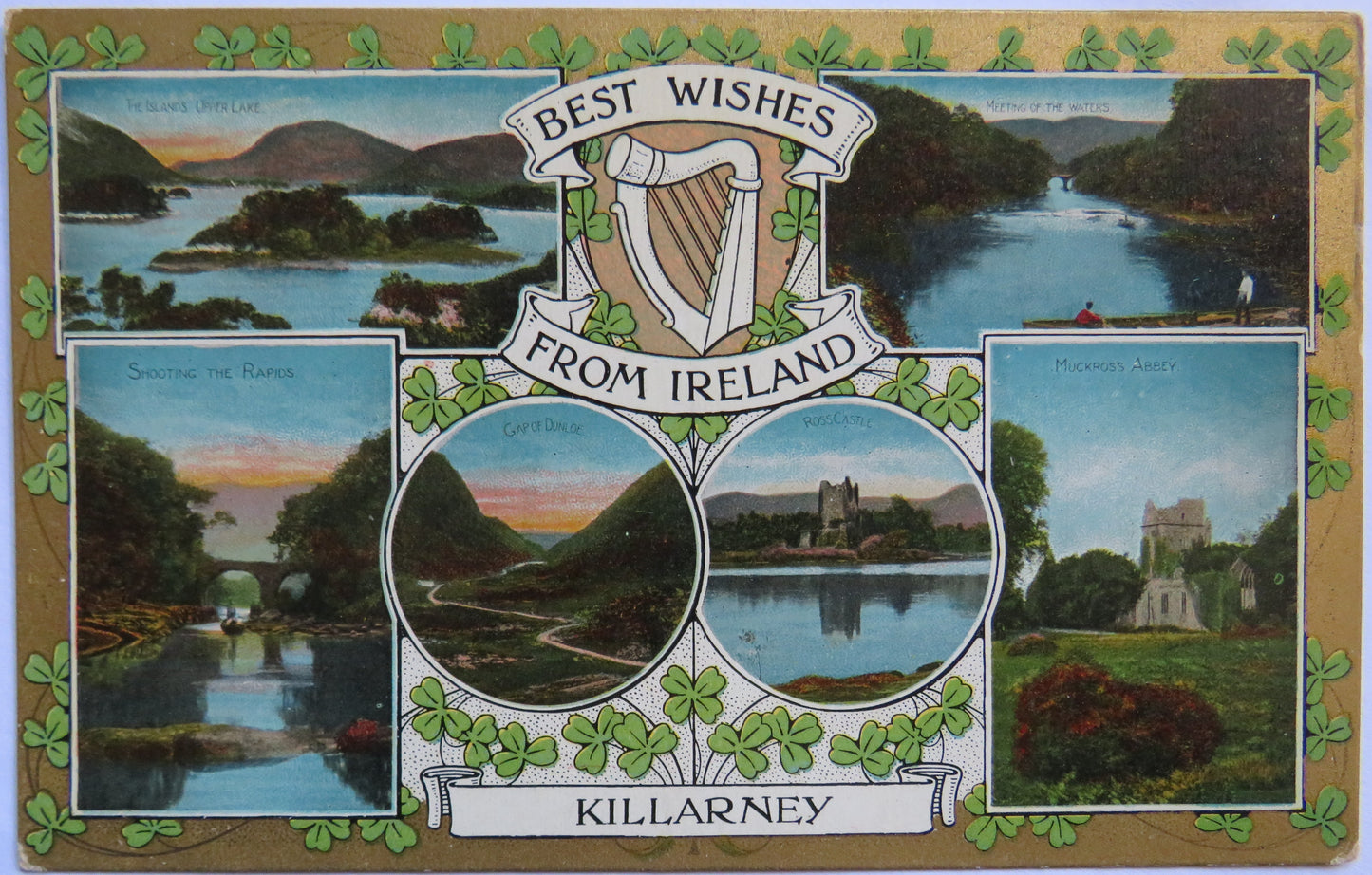Vintage Postcard of Best Wishes from Ireland, Killarney