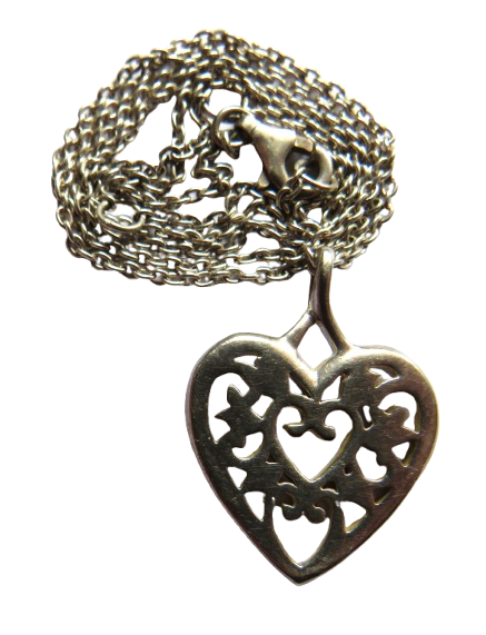 Ladies Sterling Silver Necklace & Pendant With Heart Design