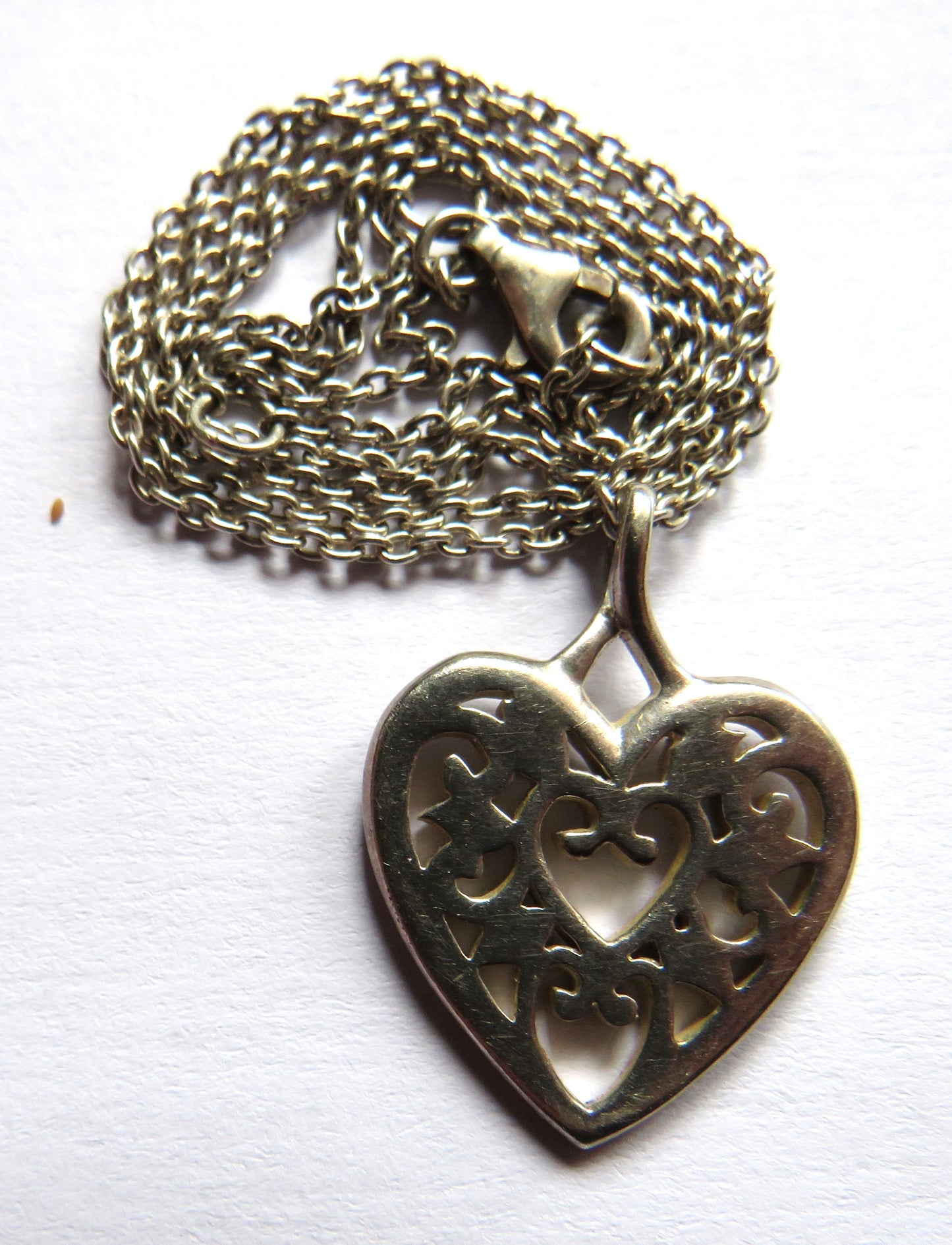 Ladies Sterling Silver Necklace & Pendant With Heart Design