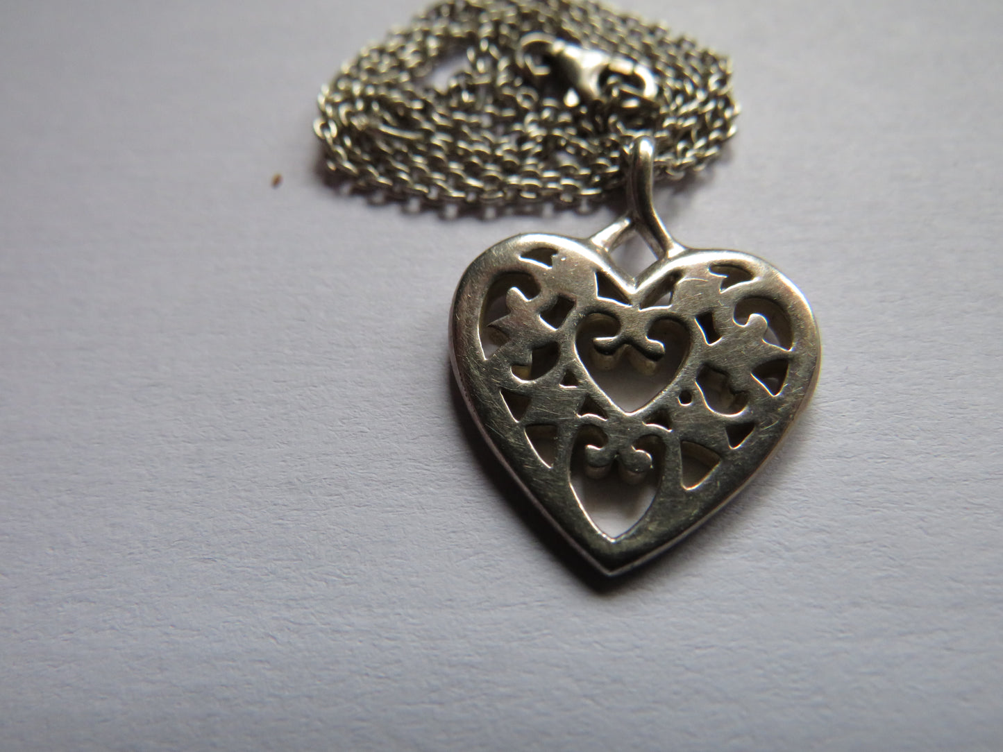 Ladies Sterling Silver Necklace & Pendant With Heart Design