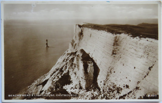 Vintage Postcard of Beachy Head & Lighthouse, Eastbourne, 1957