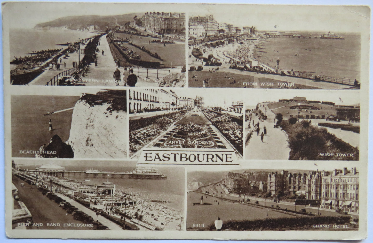Vintage Multiview Postcard of Eastbourne, 1950