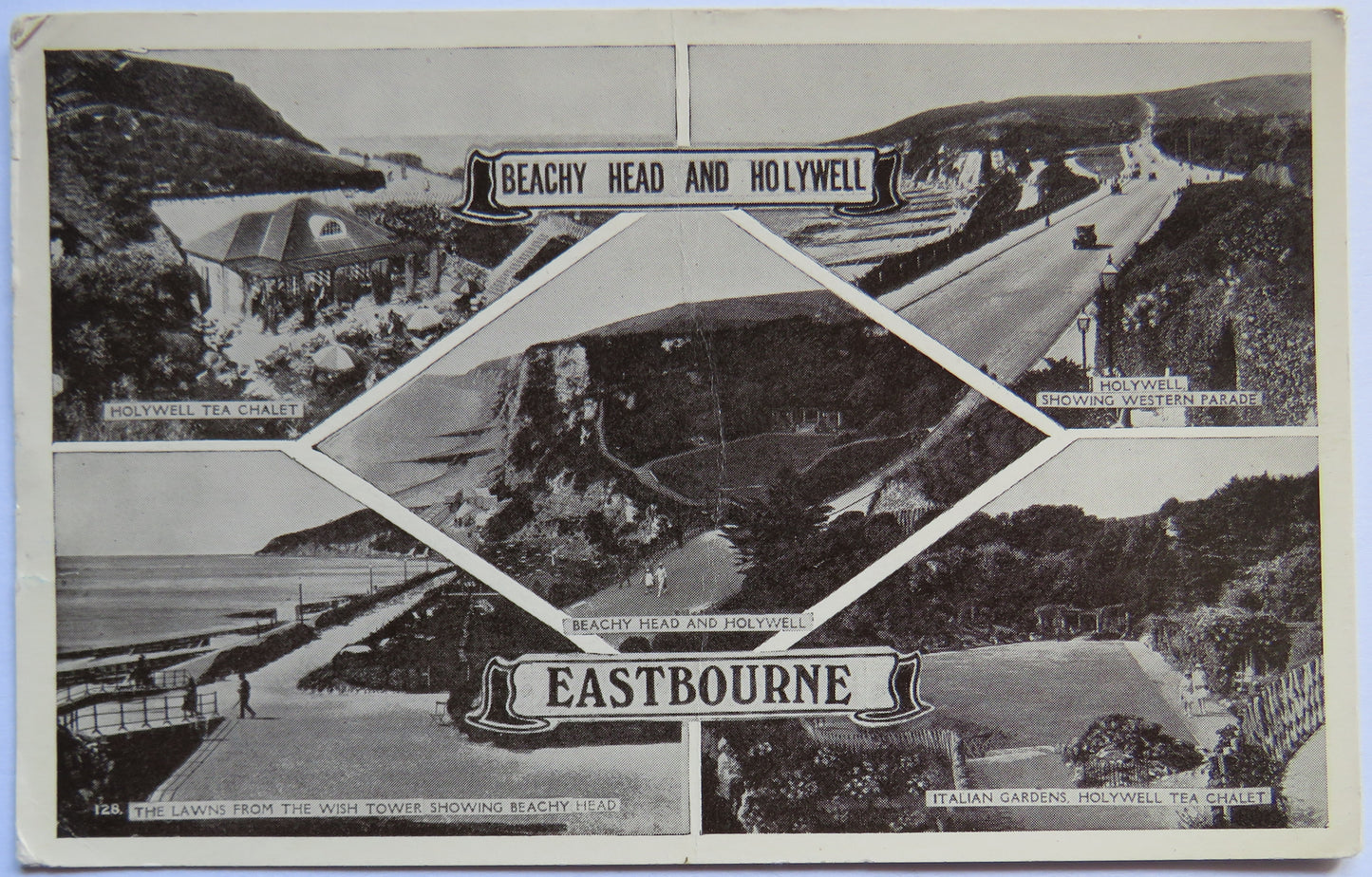 Vintage Multiview Postcard of Eastbourne, Beachy Head and Holywell, 1951