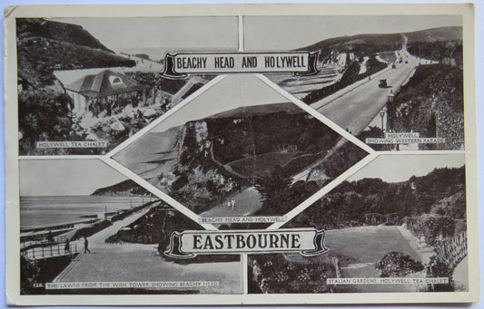 Vintage Multiview Postcard of Eastbourne, Beachy Head and Holywell, 1951