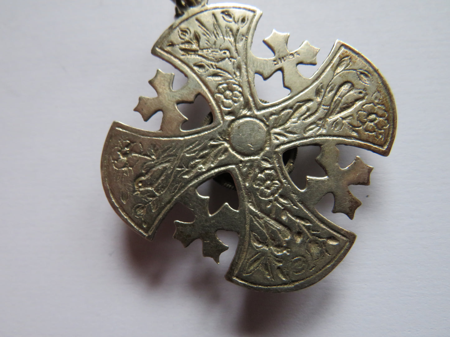 Vintage Large Chunky Silver Cross Pendant & Necklace