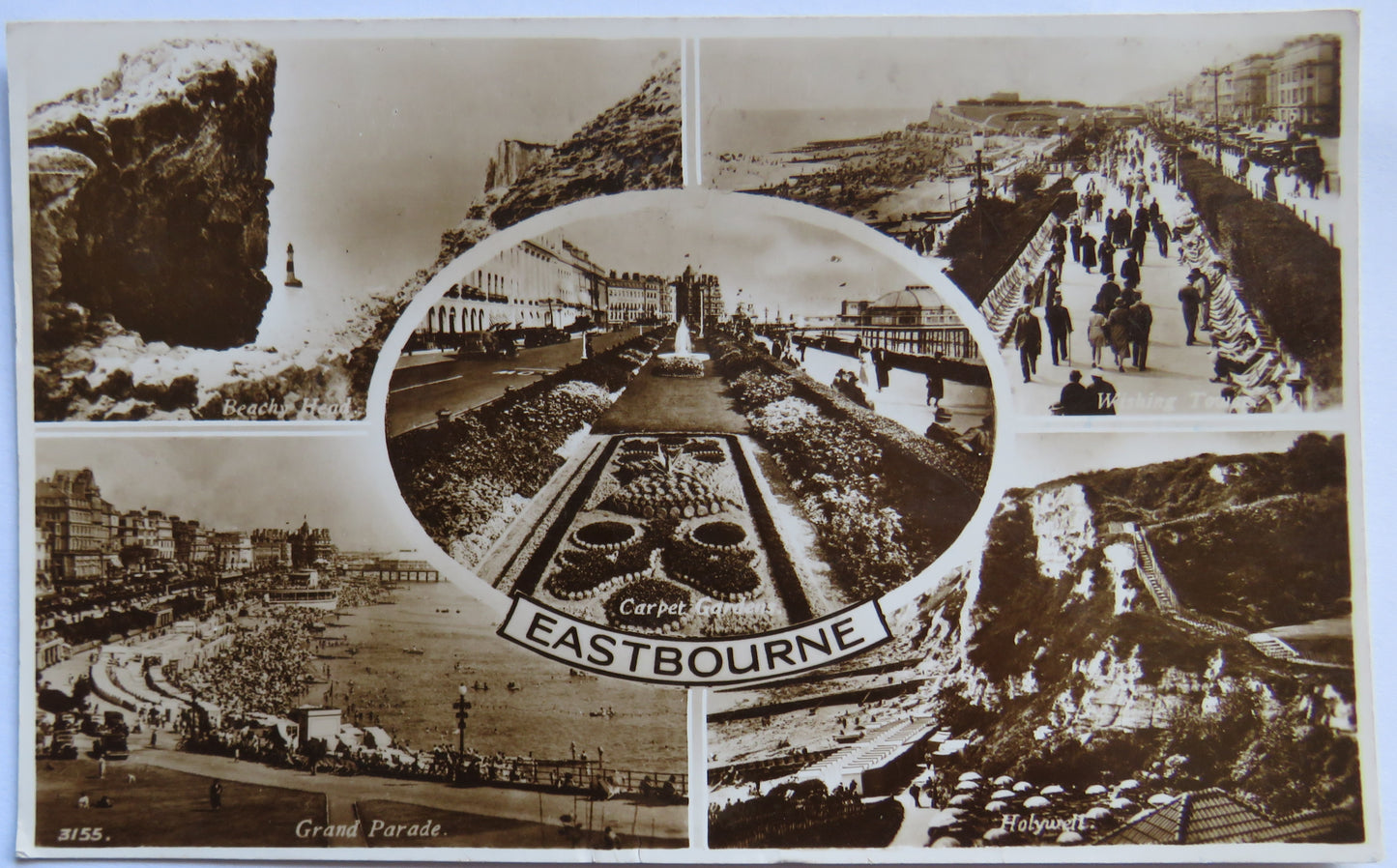 Vintage Multiview Postcard of Eastbourne including Carpet Gardens, 1950