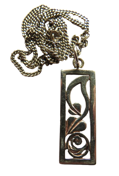 Ladies Sterling Silver Necklace & Pedant In The Style of Charles Rennie Mackintosh