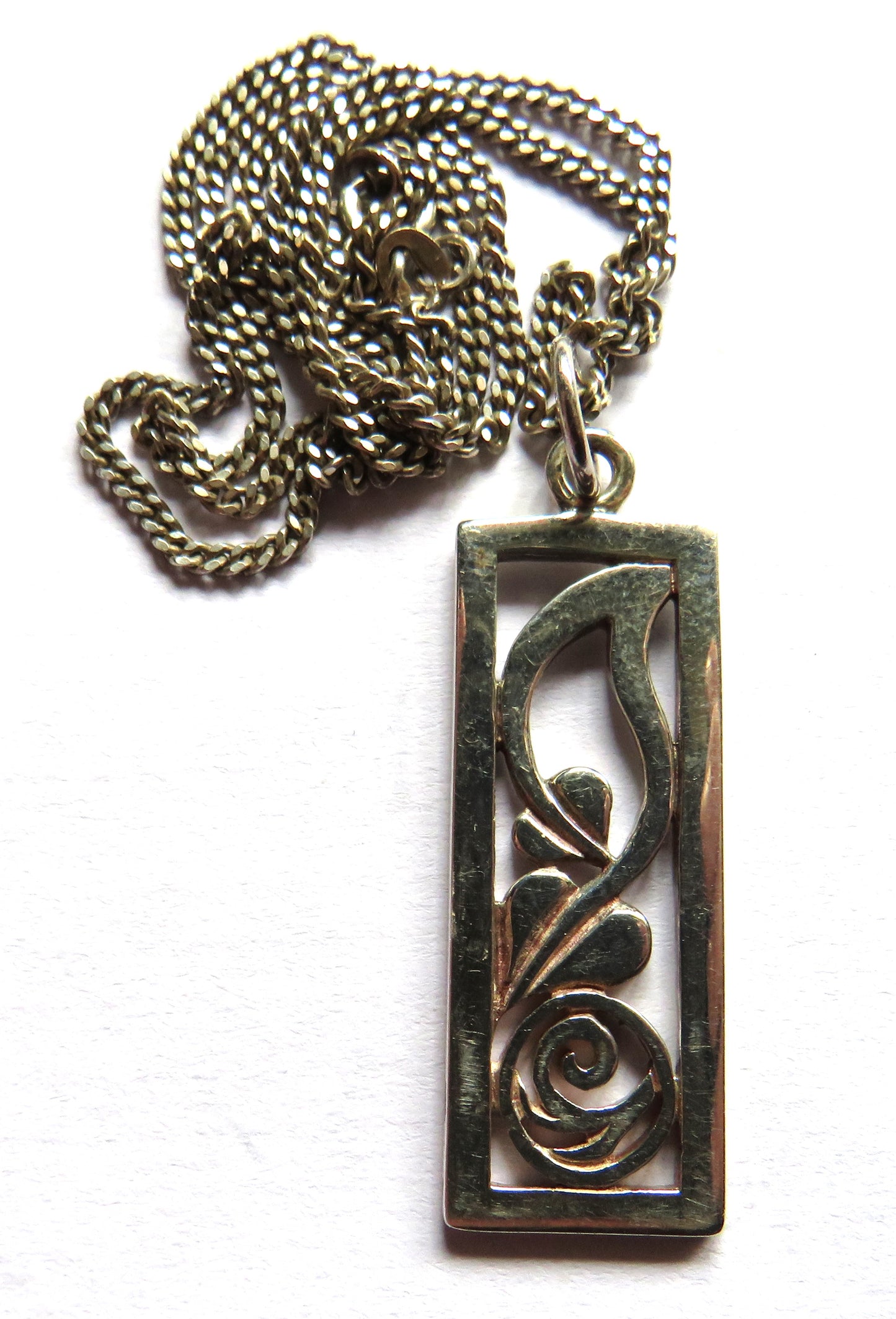 Ladies Sterling Silver Necklace & Pedant In The Style of Charles Rennie Mackintosh