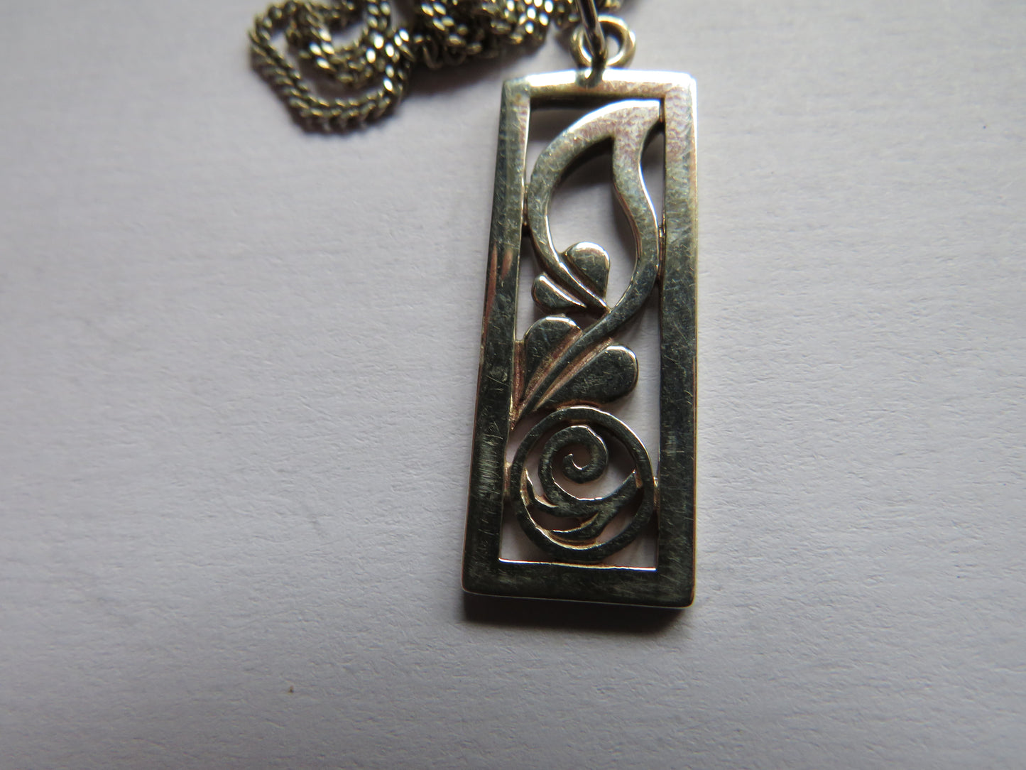 Ladies Sterling Silver Necklace & Pedant In The Style of Charles Rennie Mackintosh