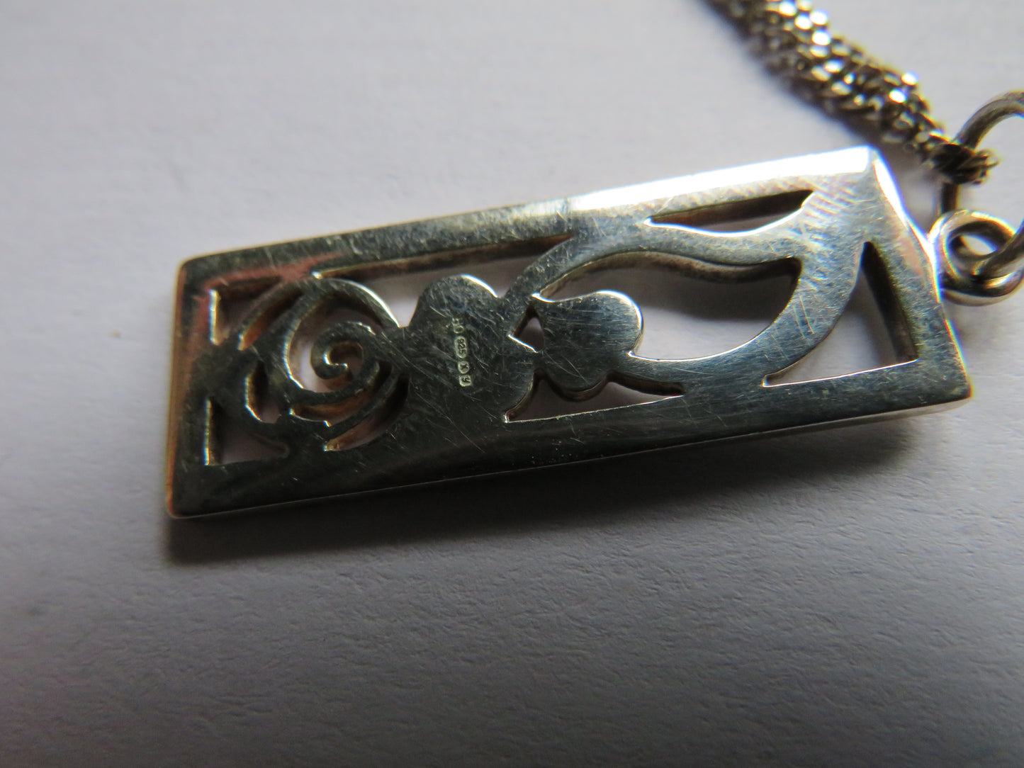 Ladies Sterling Silver Necklace & Pedant In The Style of Charles Rennie Mackintosh