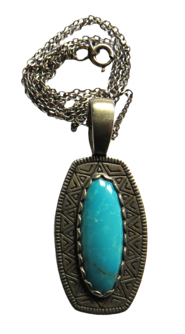 Sterling Silver & Turquoise Ladies Pendant & Necklace