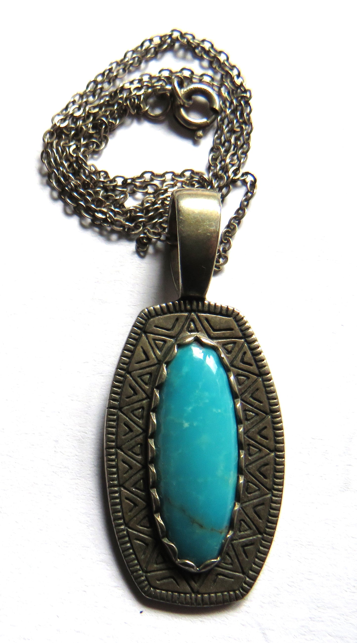 Sterling Silver & Turquoise Ladies Pendant & Necklace