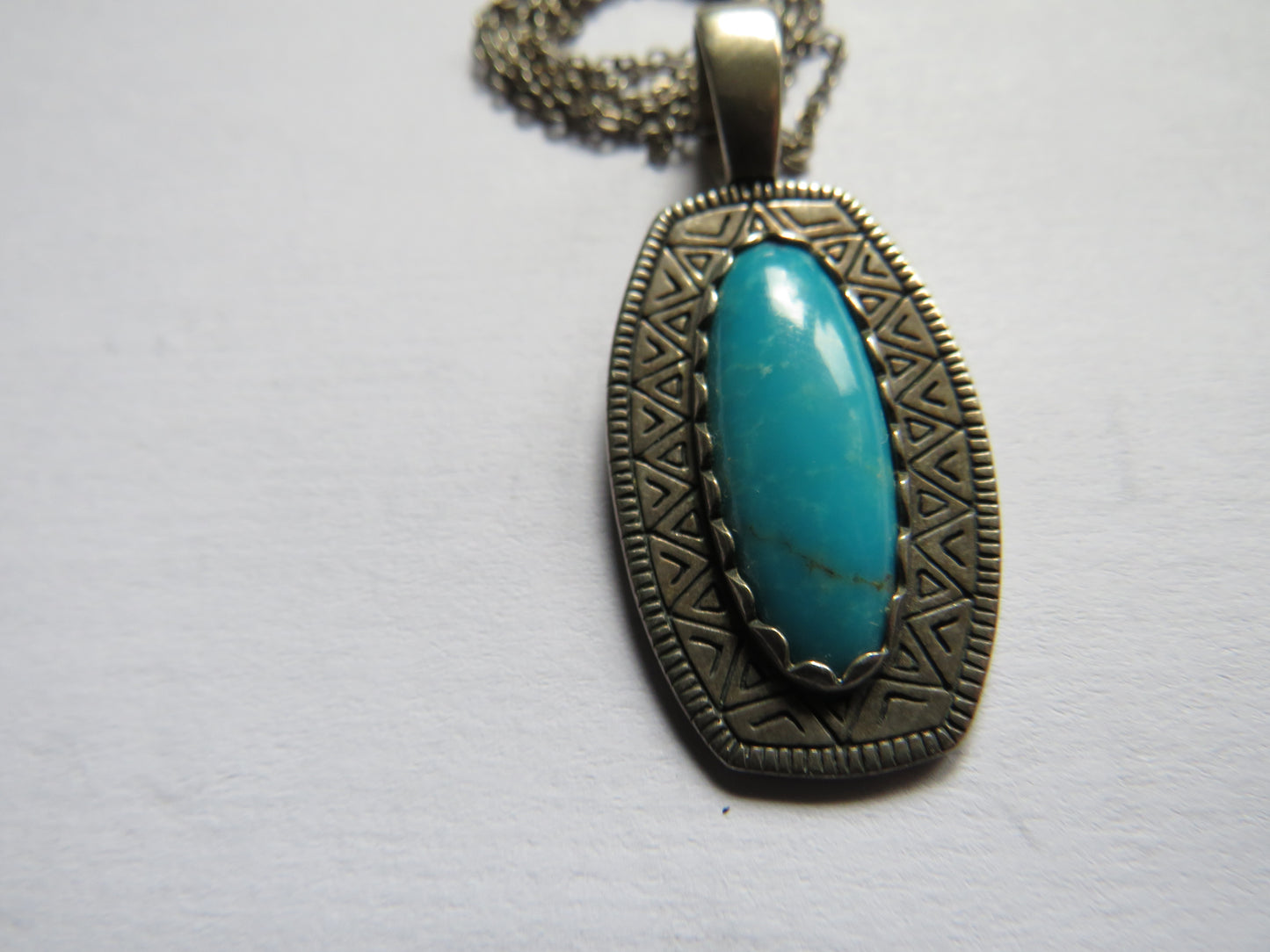 Sterling Silver & Turquoise Ladies Pendant & Necklace
