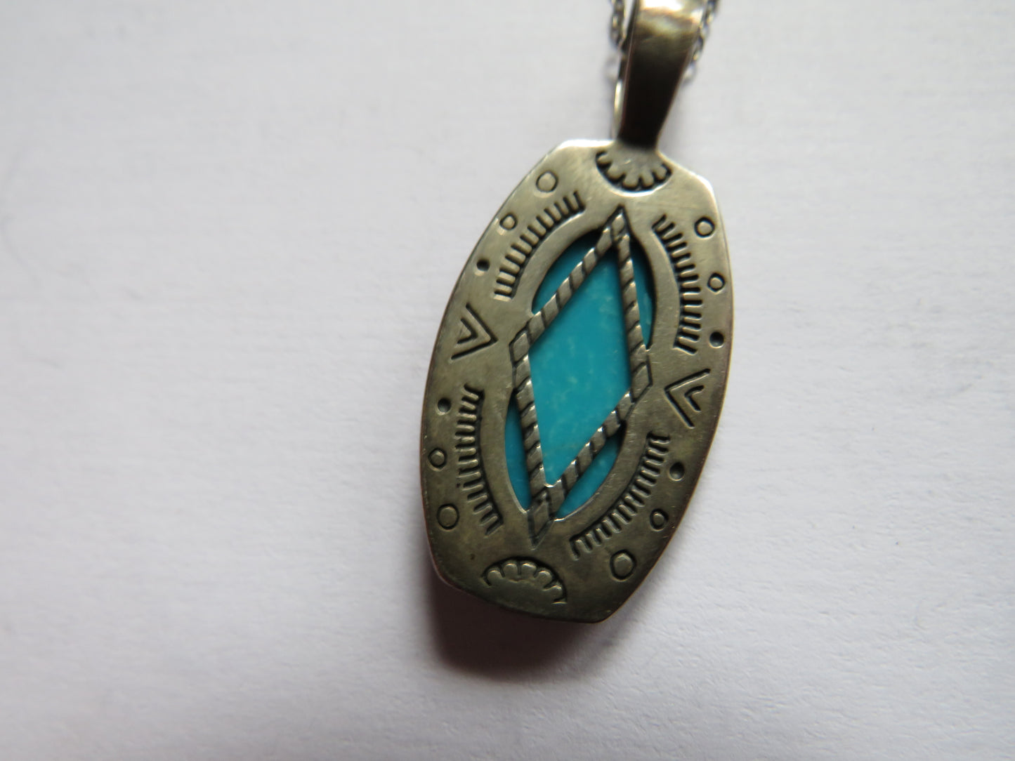 Sterling Silver & Turquoise Ladies Pendant & Necklace