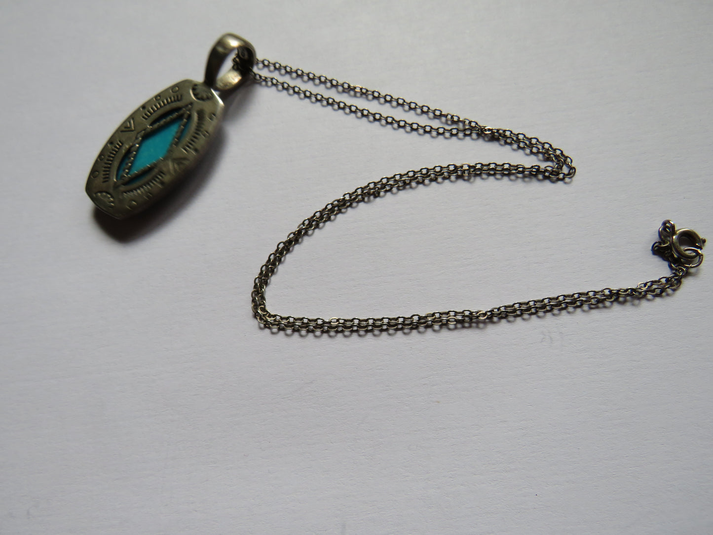 Sterling Silver & Turquoise Ladies Pendant & Necklace
