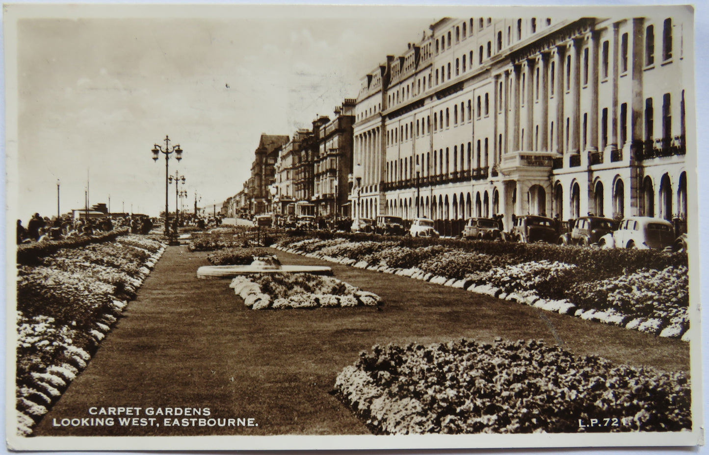 Vintage Postcard of Carpet Gardens Looking West, Eastbourne
