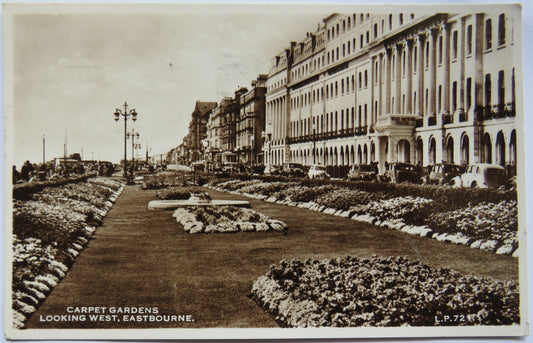 Vintage Postcard of Carpet Gardens Looking West, Eastbourne