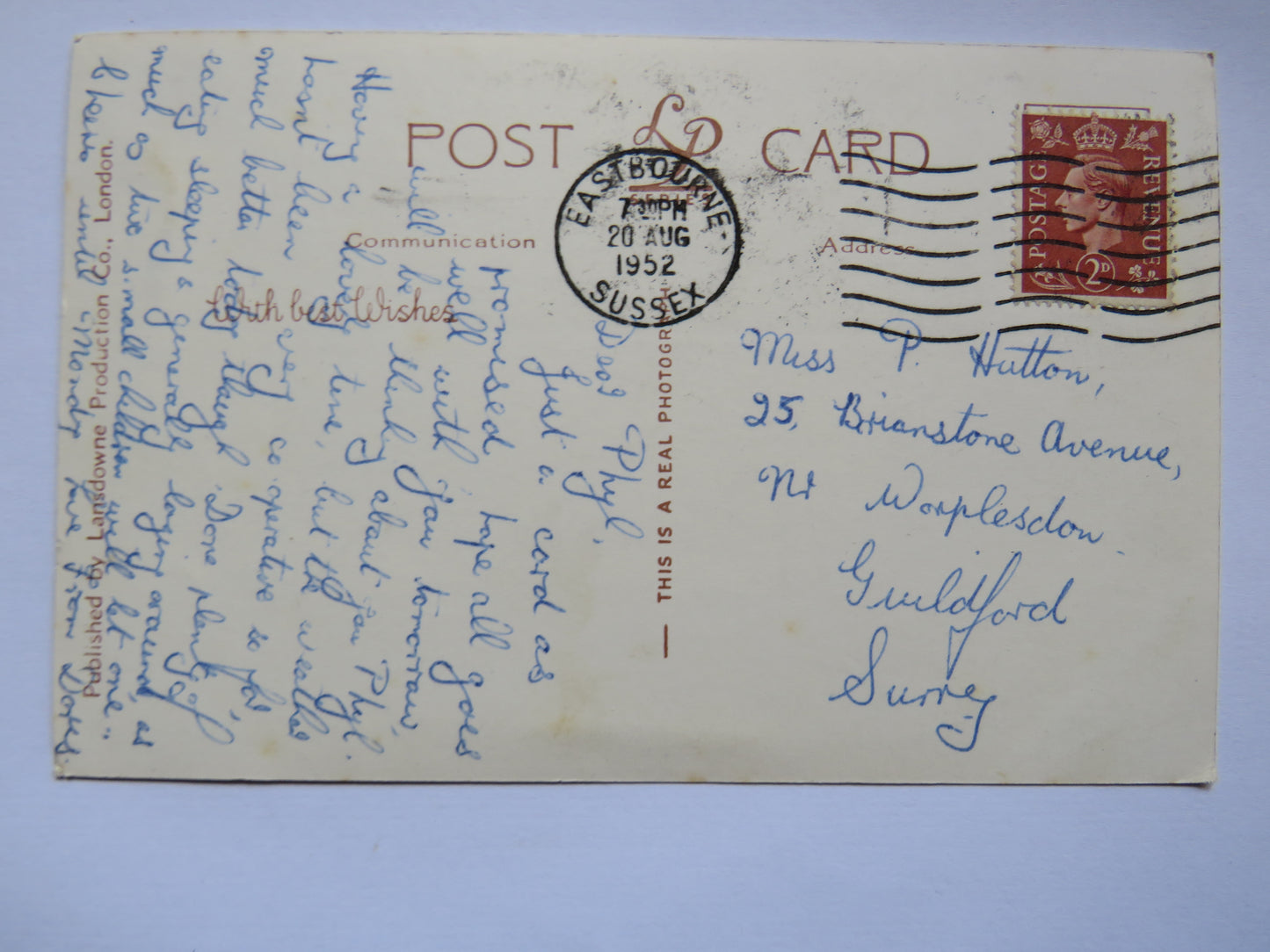 Vintage Postcard of Carpet Gardens Looking West, Eastbourne