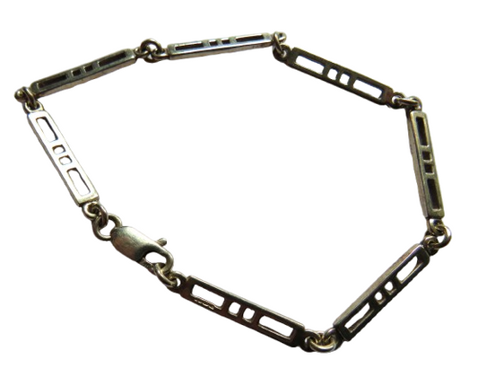 Ladies Sterling Silver Panel Bracelet