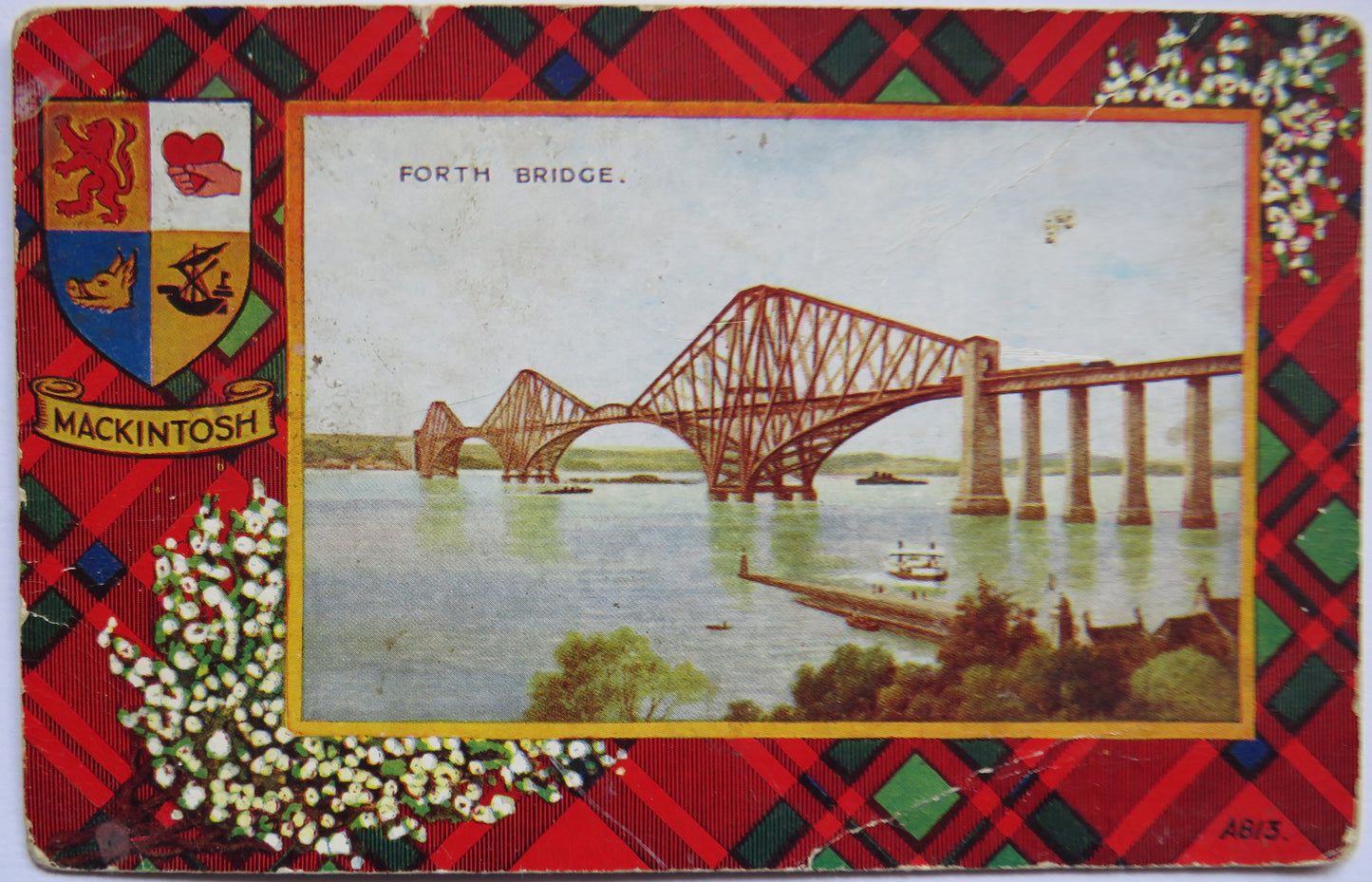 Vintage Postcard of Forth Bridge, MacKintosh Tartan