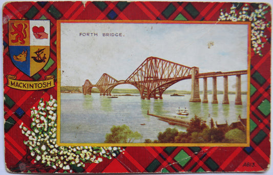 Vintage Postcard of Forth Bridge, MacKintosh Tartan