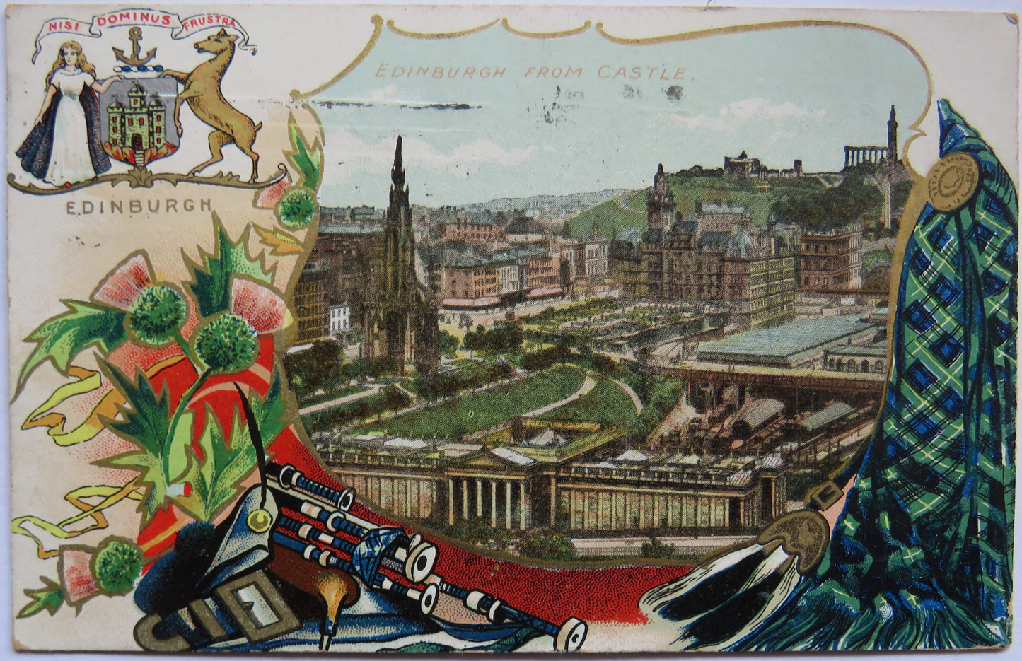 Vintage Postcard of Edinburgh from Castle, 1915