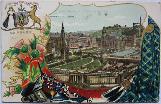 Vintage Postcard of Edinburgh from Castle, 1915