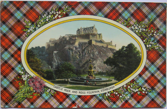 Vintage Postcard of Castle Rock and Ross Fountain, Edinburgh