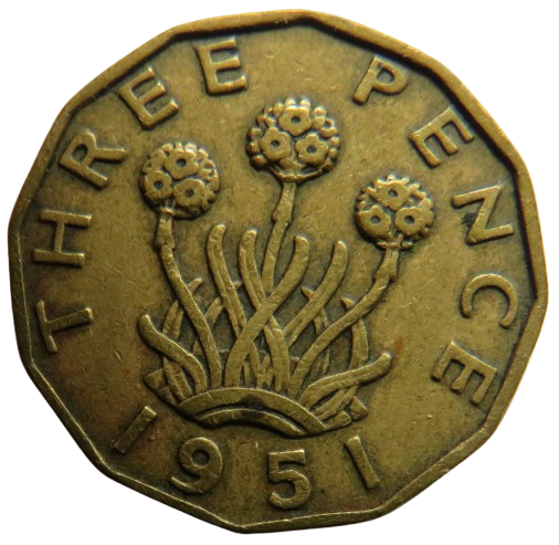 1951 King George VI Threepence Coin Collectable Date - Great Britain