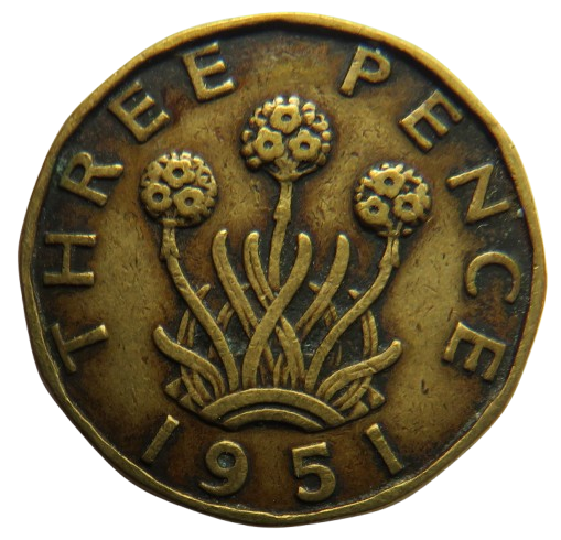 1951 King George VI Threepence Coin Collectable Date - Great Britain