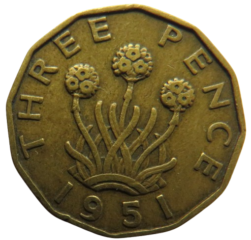 1951 King George VI Threepence Coin Collectable Date - Great Britain