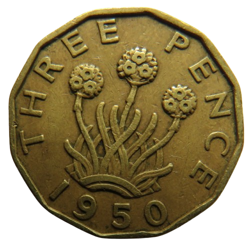 1950 King George VI Threepence Coin Collectable Date - Great Britain
